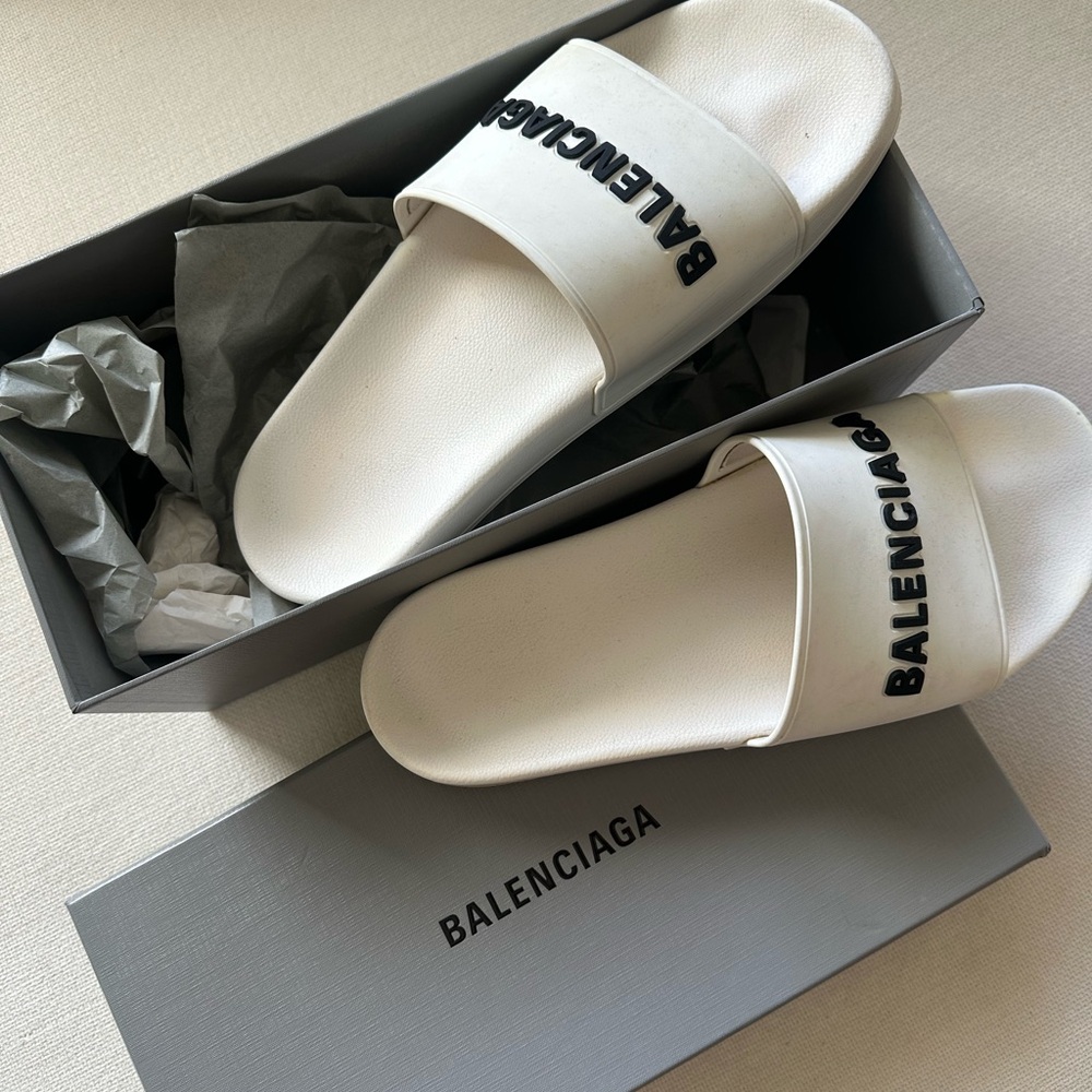 Balenciaga White Slides for Men
